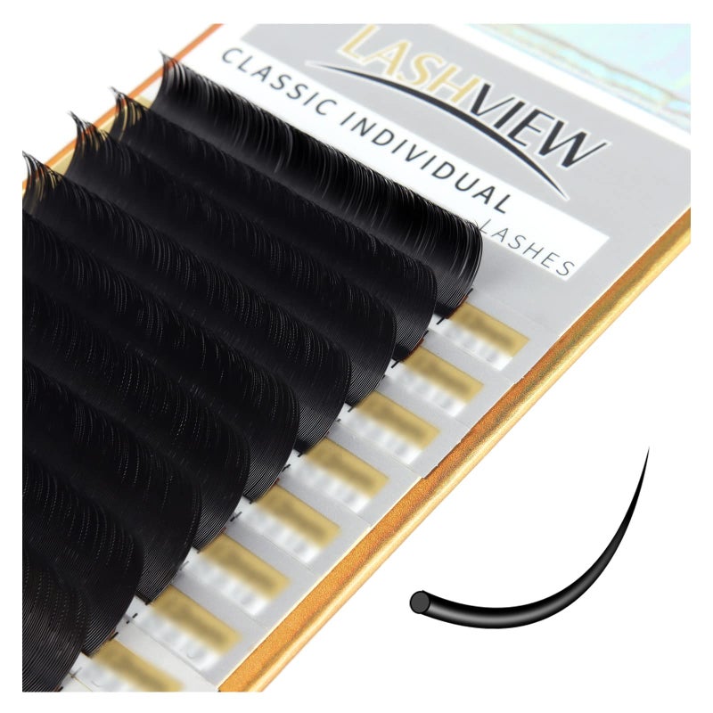 LASHVIEW Eyelash Extensions, Premium Single & Classic Individual Lashes, 0.10 Thickness D Curl 8-15mm Mixed Tray, Natural Semi-Permanent, Soft Application-Friendly - Image 1